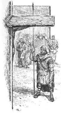 Soldier looks at the cross, Illustration by Jody Eastman